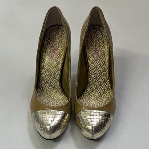 Leather Oh Deer! Blair Gold Heels